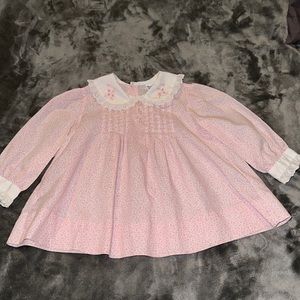Vintage Nursery Rhyme Floral Lace Trimmed Longsleeve Dress Size 12m